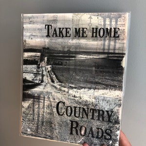 Take Me Home Country Roads Print, Country Roads Print, John Denver, Music Gift, Wall Art Print, Home Decor Print, Music Quote Art, 8x10 image 3