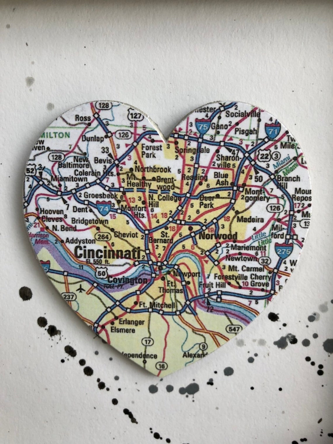 Cincinnati Herz Zeichen Herz Karte Zeichen Cincinnati OH ...