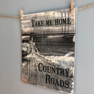 Take Me Home Country Roads Print, Country Roads Print, John Denver, Music Gift, Wall Art Print, Home Decor Print, Music Quote Art, 8x10 image 4