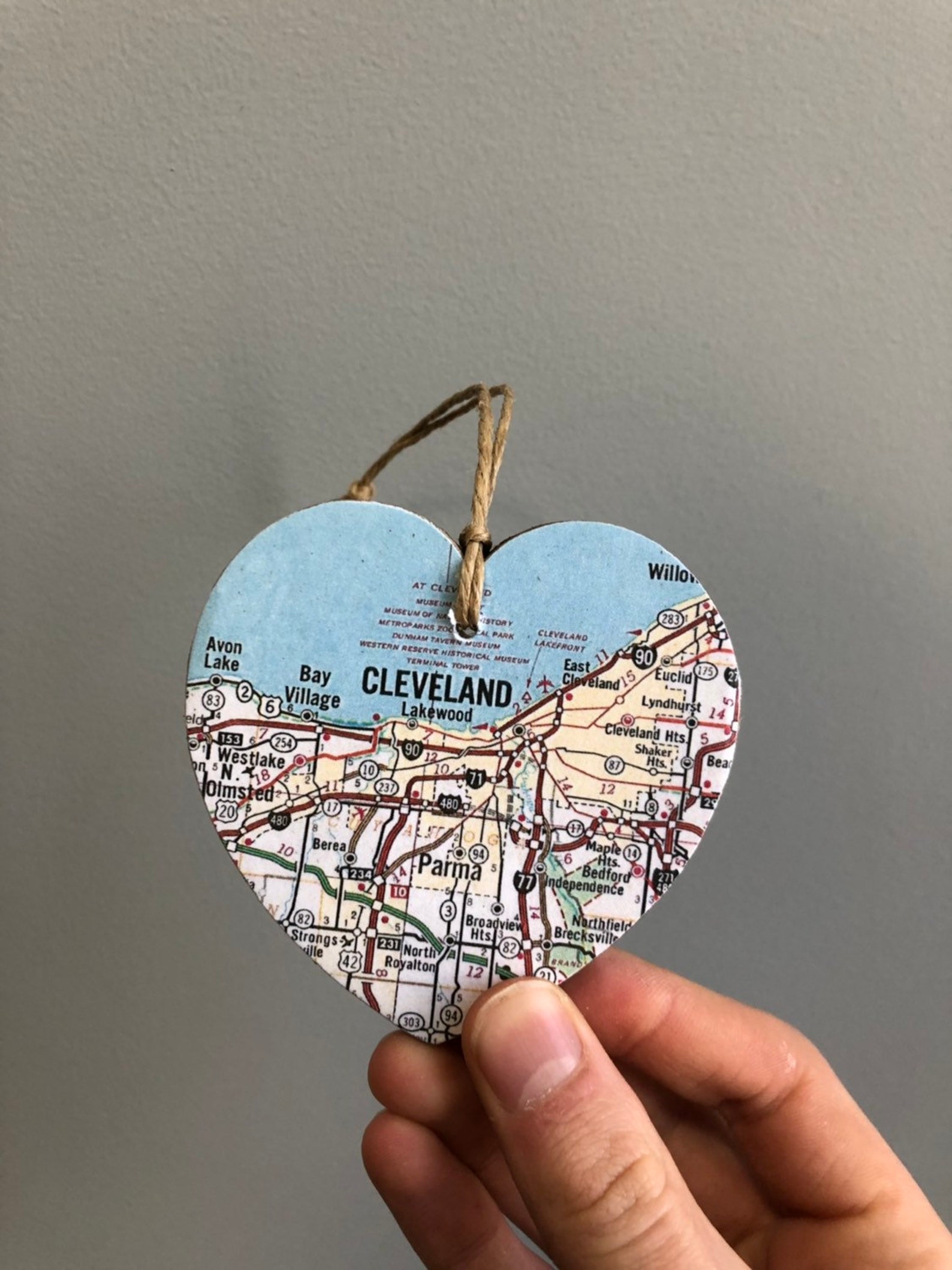 Cleveland Map Heart Ornament Cleveland Ohio Ornament Etsy
