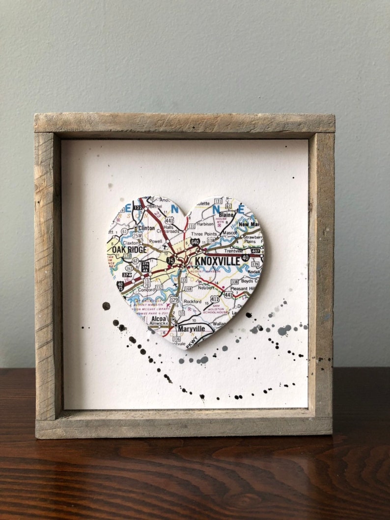 Knoxville Heart Sign Heart Map Sign Knoxville TN Sign Etsy