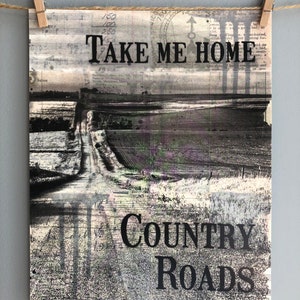 Take Me Home Country Roads Print, Country Roads Print, John Denver, Music Gift, Wall Art Print, Home Decor Print, Music Quote Art, 8x10 image 2