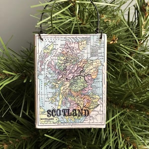 Scotland Ornament, Scotland Gift, Map Ornament, Travel Gift, Scotland Map, Personalized Christmas Ornament