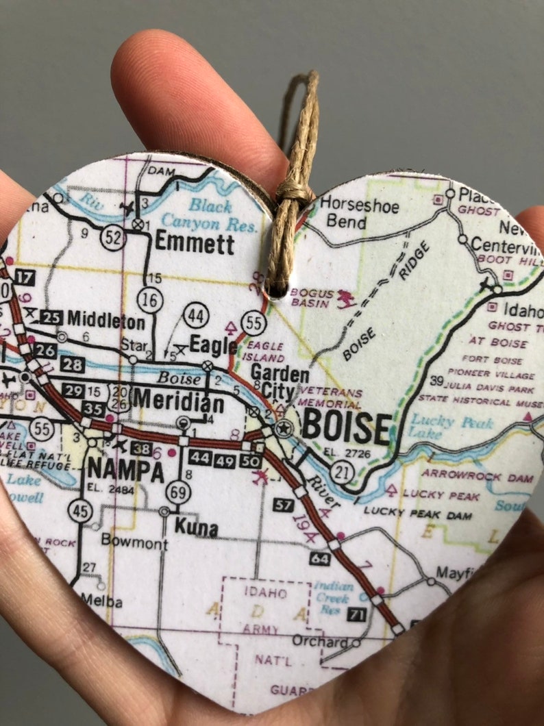 Boise Map Heart Ornament, Boise ID Ornament, Boise Idaho Gift, Boise ...
