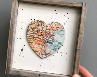 Boston Heart Sign, Heart Map Sign, Boston MA Sign, Boston MA Gift, Boston Map, Boston University, Graduation gift, Harvard University