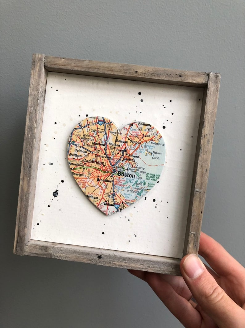 Boston Heart Sign, Heart Map Sign, Boston MA Sign, Boston MA Gift, Boston Map, Boston University, Graduation gift, Harvard University image 1