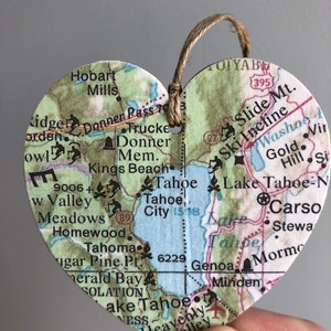 Lake Tahoe Map Heart Ornament, Lake Tahoe Ornament, Lake Tahoe CA Gift, Lake Tahoe California, Lake Tahoe Nevada, Graduation gift image 4