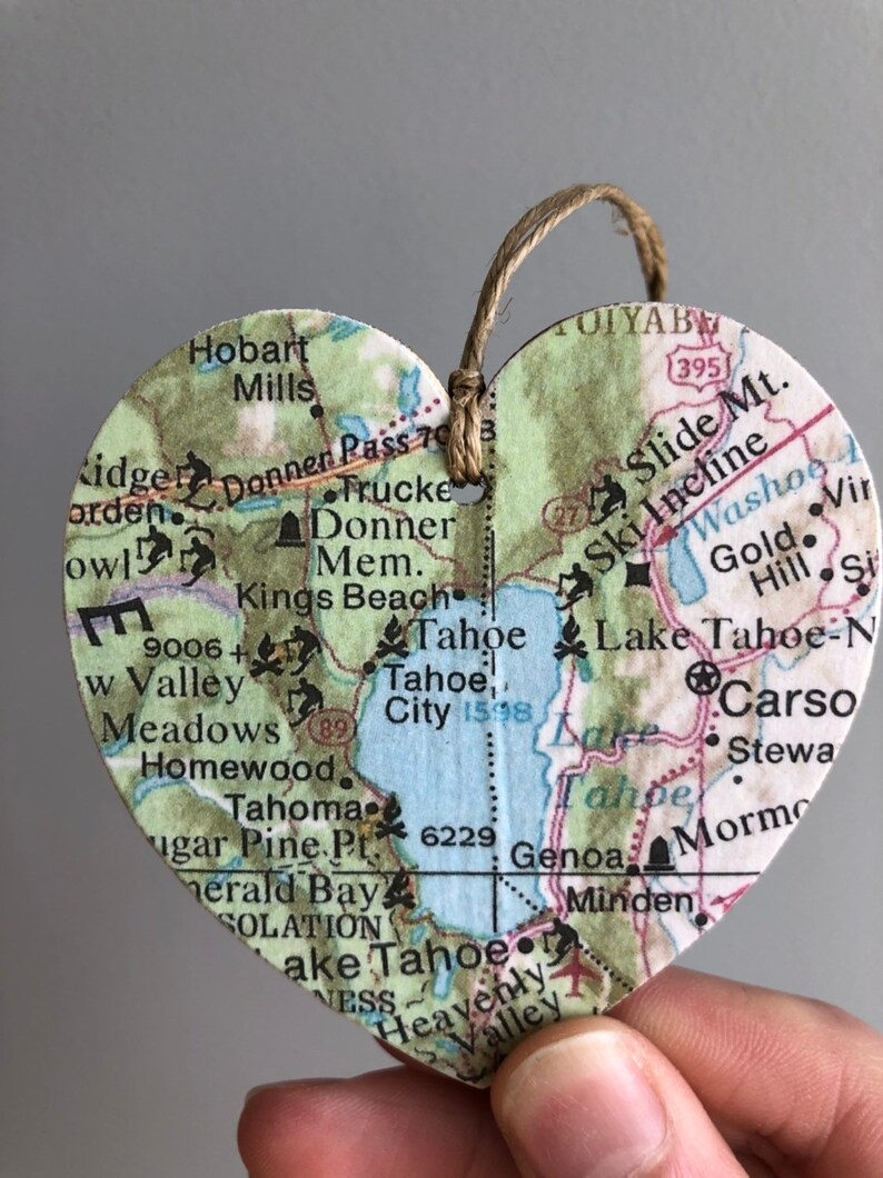 Lake Tahoe Map Heart Ornament, Lake Tahoe Ornament, Lake Tahoe CA Gift, Lake Tahoe California, Lake Tahoe Nevada, Graduation gift image 4