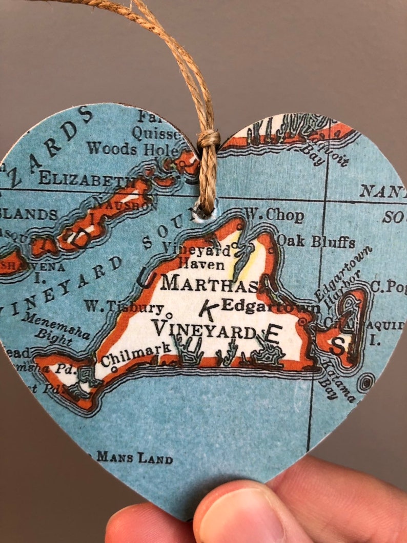 Martha's Vineyard Karte Herz, Martha es Vineyard MA Ornament, Martha es Vineyard Massachusetts Geschenk, Eiche Bluffs, Abschlussgeschenk Bild 4