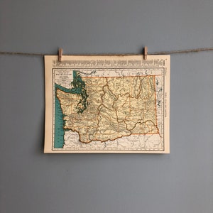 Vintage Virginia and Washington Map, Virginia Map Wall Art, Washington Map Gift, Virginia State Map, Vintage Map Wall Art, Vintage Map Gift image 2