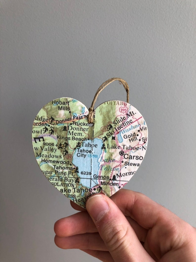 Lake Tahoe Map Heart Ornament, Lake Tahoe Ornament, Lake Tahoe CA Gift, Lake Tahoe California, Lake Tahoe Nevada, Graduation gift image 2