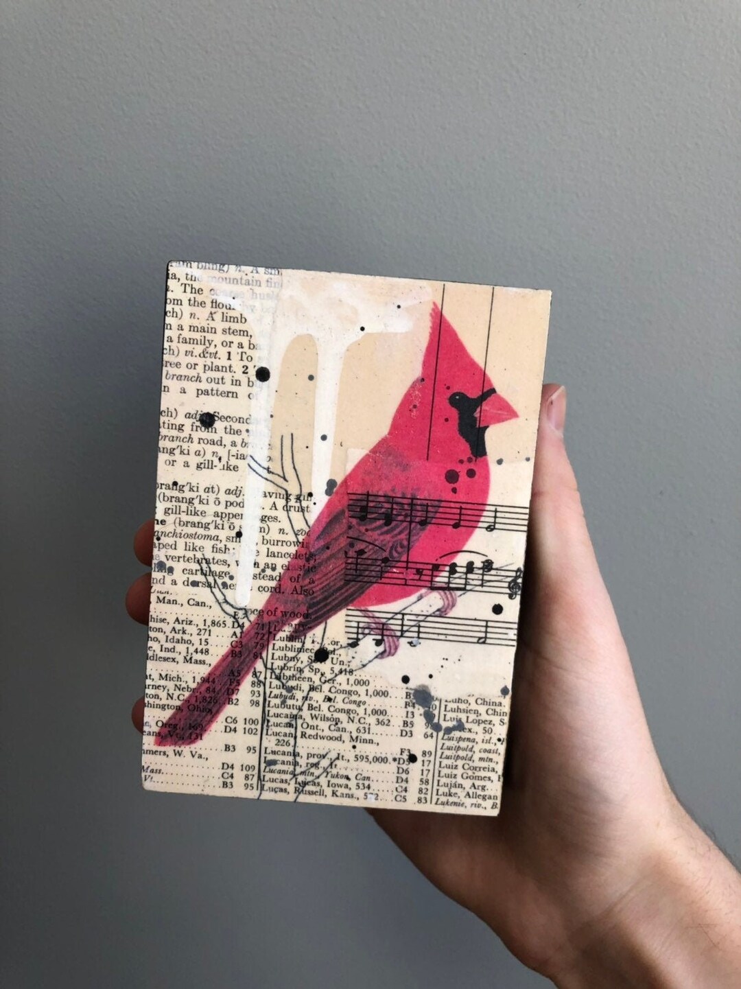 Cardinal Artwork, Cardinal Mixed Media Collage, Bird Collage Art - Etsy