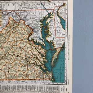 Vintage Virginia and Washington Map, Virginia Map Wall Art, Washington Map Gift, Virginia State Map, Vintage Map Wall Art, Vintage Map Gift image 5