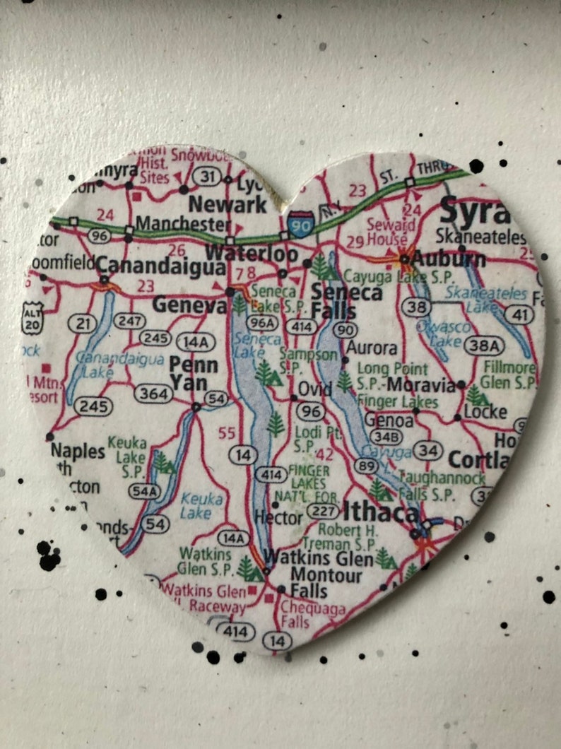 Finger Lakes Map Heart Sign Finger Lakes NY Sign Heart Map Etsy