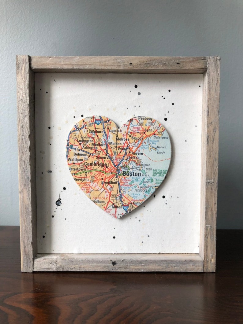 Boston Heart Sign, Heart Map Sign, Boston MA Sign, Boston MA Gift, Boston Map, Boston University, Graduation gift, Harvard University image 4