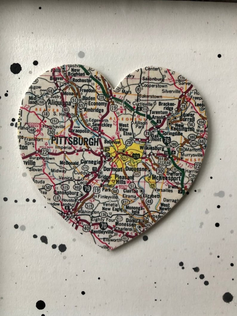 Pittsburgh Heart Sign, Heart Map Sign, Pittsburgh PA Sign, Pittsburgh PA Gift, Pittsburgh Map, Graduation gift, Pitt image 5