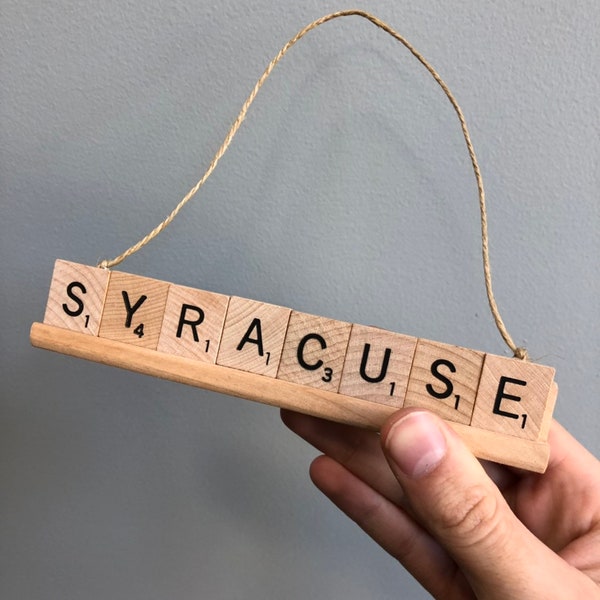 Syracuse NY Scrabble Ornament, Syracuse NY Ornament, Scrabble Ornament, Syracuse NY Gift