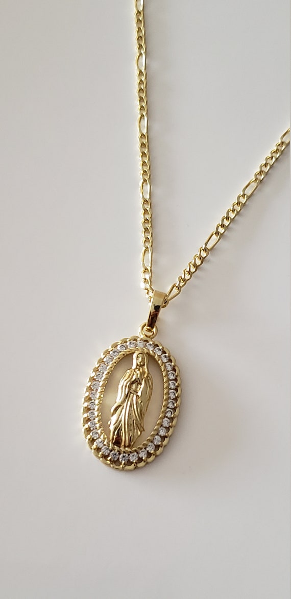 Collier Notre Dame De Guadalupe - Laminé Or - Longueur 20 Pouces (50cm) - Neuf Sans Emballage