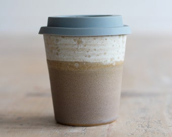 Ceramic Travel Mug - Pottery Keep Cup - Handmade Reusable Coffee Mug - Ready to Ship - Valentine Gift - Home Gift