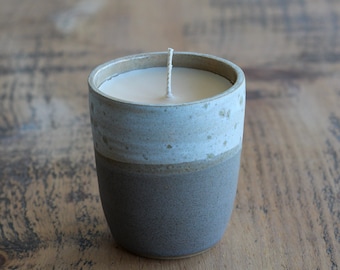 Scented Soy Candle - Hand Poured - Handmade Candle in Ceramic Pot - Ocean Scented - Ready to Ship - Housewarming Gift - Home Gift