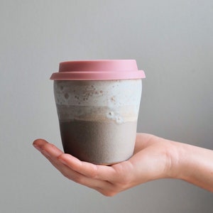 Ceramic Travel Mug Pottery Keep Cup Handmade Reusable Coffee Mug Ready to Ship Housewarming Gift Home Gift image 7