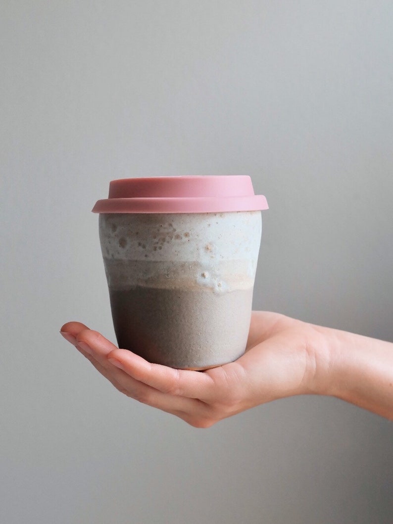Ceramic Travel Mug Pottery Keep Cup Handmade Reusable Coffee Mug Ready to Ship Housewarming Gift Home Gift image 7