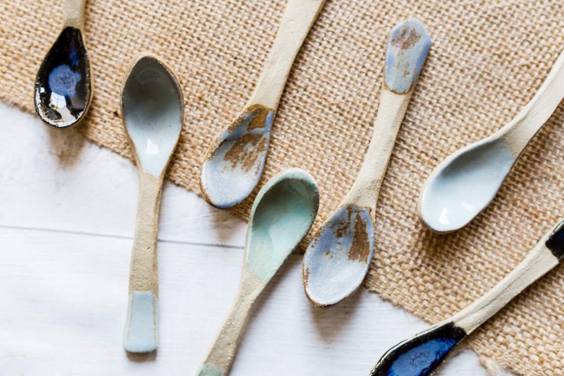 Handmade Ceramic Teaspoons Set of Spoons Ready to Ship Etsy