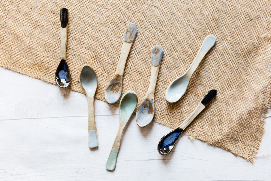 Handmade Ceramic Teaspoons Set of Spoons Ready to Ship Etsy