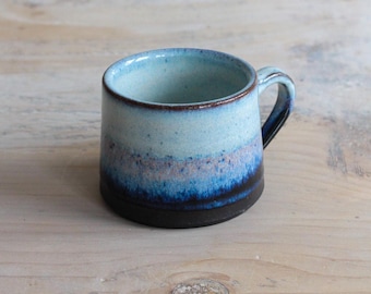 Large Handmade Ceramic Coffee Mug – Dark Blue Stoneware Pottery - Inspired by the Sunset over the Sea.