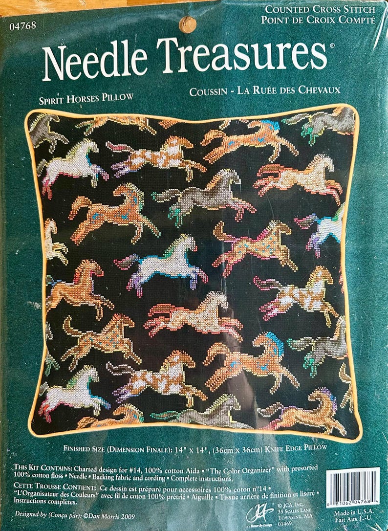 Spirit Horses Kudde - Needle Treasures Räknat Korsstygnskit bild 1