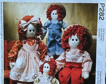 McCalls “Raggedy” Boy and Girl Dolls and Clothes Pattern