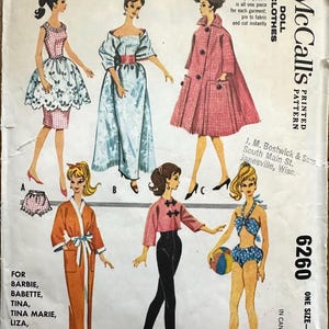 BARBIE Doll Clothes- VINTAGE 1960s Patterns- McCall’s 6260