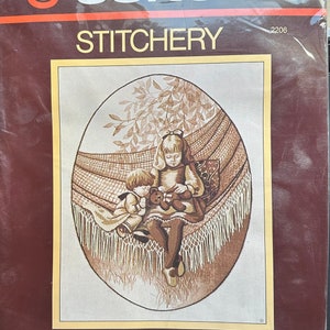 Brother, Teddy and Me- Vintage Sunset Stitchery Crewel Embroidery Kit