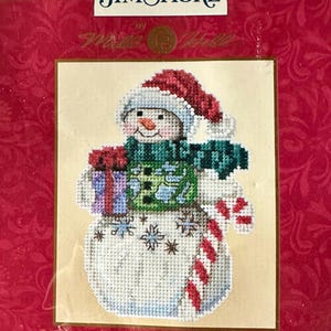 Snowman With Candy Cane- Jim Shore - Mill Hill Beaded Cross Stitch Kit