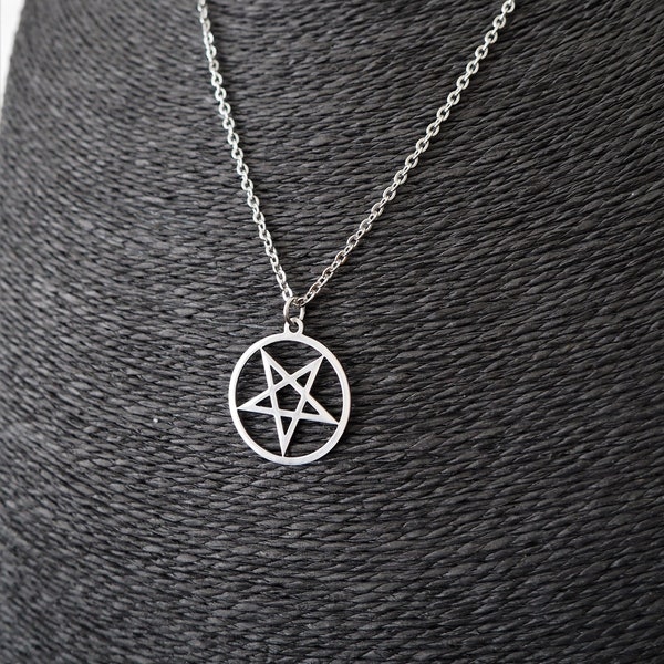 Inverted Pentagram necklace, Stainless Steel Pagan, Satanism, Witchcraft