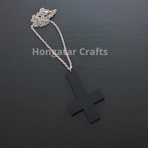 Inverted Cross Necklace, Black Acrylic