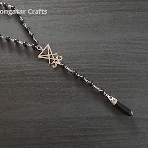 Lucifer Sigil Rosary with Gemstone Pendant, multiple gemstone options