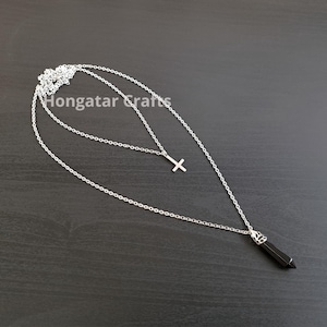 Gemstone & Inverted Cross necklace
