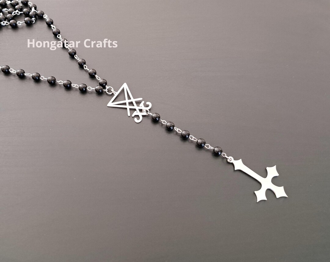 Satanic Roses Satanic Rosary With Gothic Inverted Cross & Lucifer Sigil - Etsy