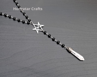 Rosario Thelema con Colgante de Piedra Preciosa, Hexagrama Unicursal