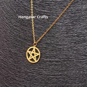 Gold tone Pentagram necklace, Stainless Steel