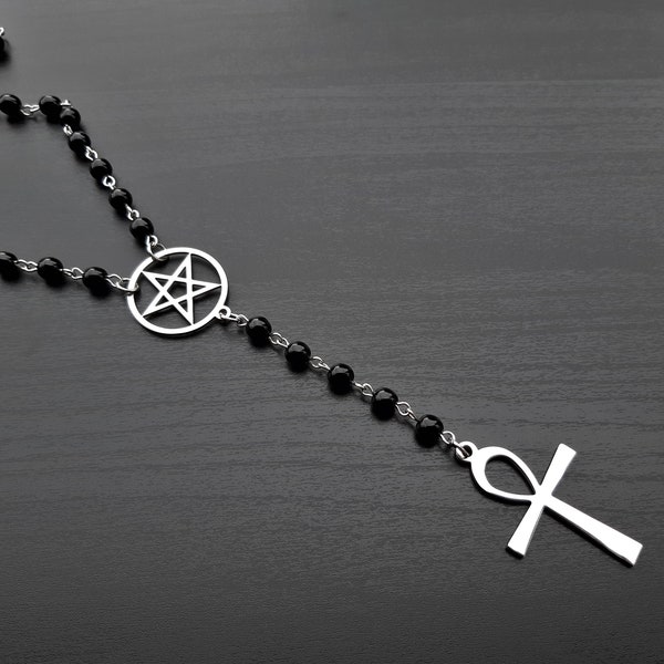 Ankh and Pentagram rosary, Wicca, Pagan rosary