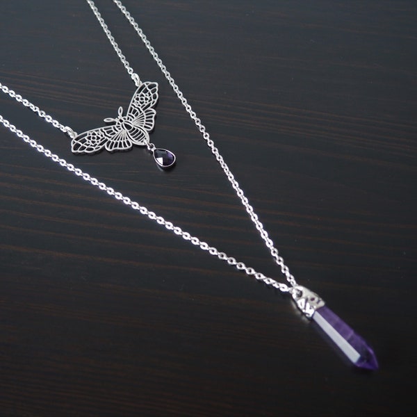 Moth & Amethyst necklace