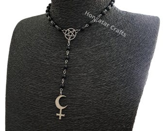 Rosario tipo gargantilla, sello de Lilith y pentagrama