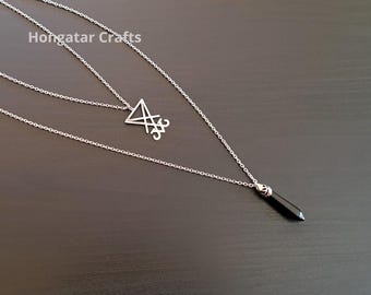Collar con piedras preciosas y sigilo de Lucifer