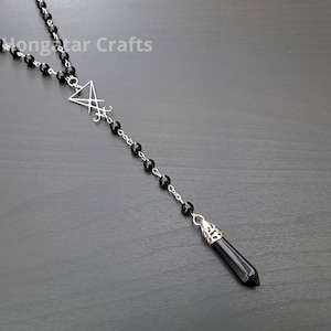 Lucifer Sigil Rosary with Gemstone Pendant, multiple gemstone options
