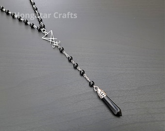 Rosario con sigilo de Lucifer y colgante de piedras preciosas (varias opciones)