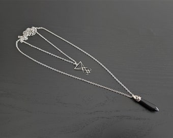 Gemstone & Lucifer sigil necklace