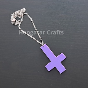 Inverted Cross Necklace, Pastel Purple