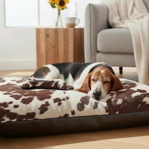 Faux Cowhide Dog Bed – Removable Cover, The Moody Cow Collection